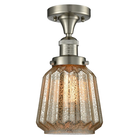 Innovations Lighting 1 Light Chatham 6In. Brushed Satin Nickel Semi-Flush Mount With Mercury Fluted Glass, 510913 517-1CH-SN-G146